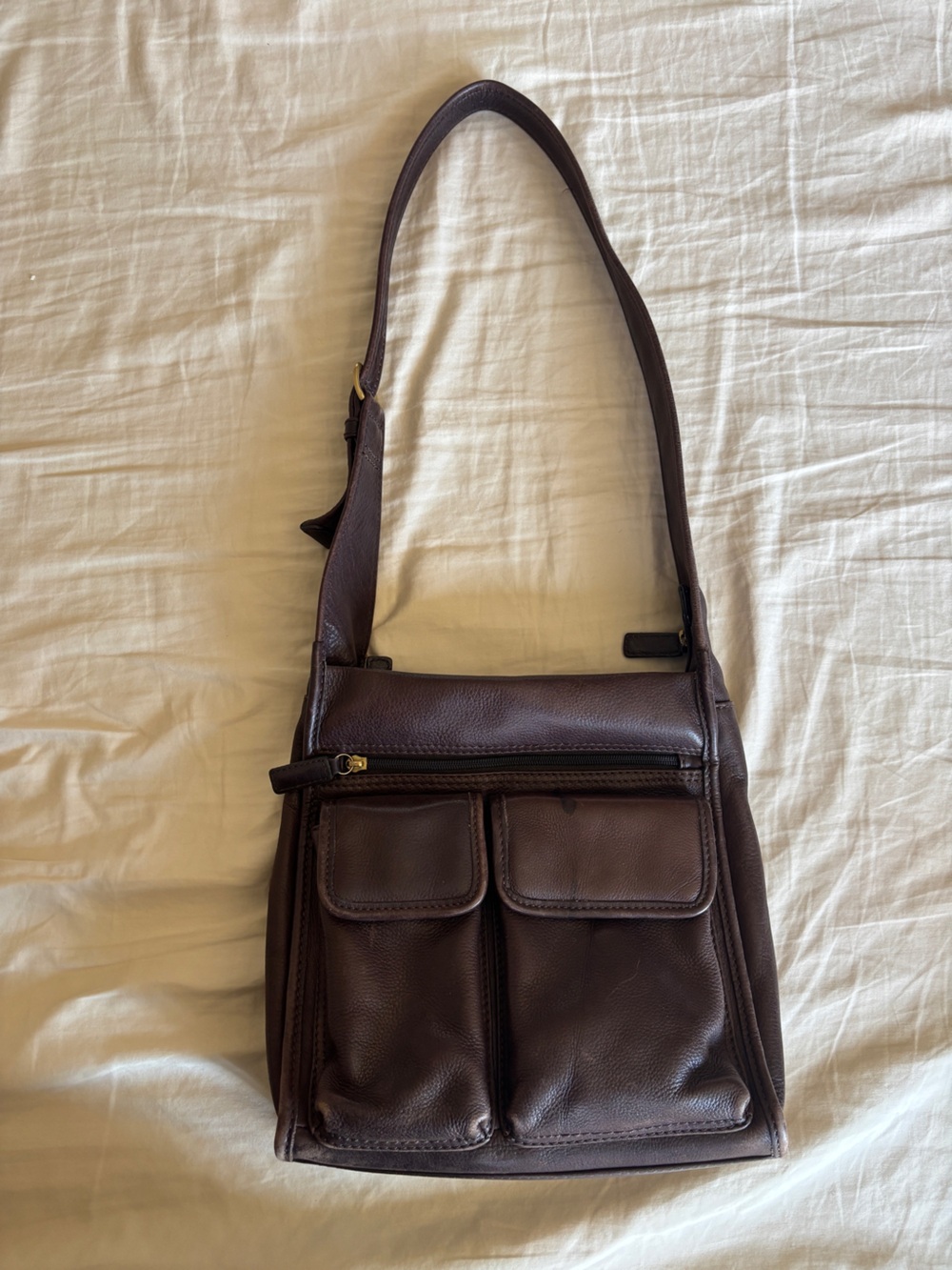 Fossil Dark Brown Leather Crossbody Bag